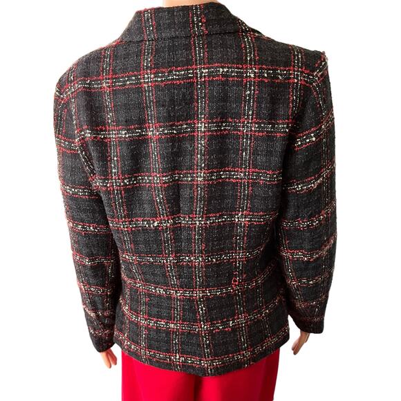Sag Harbor Y2K Tweed Plaid Blazer Jacket 8 Full Zip Work Office Regal Academia - Picture 2 of 5